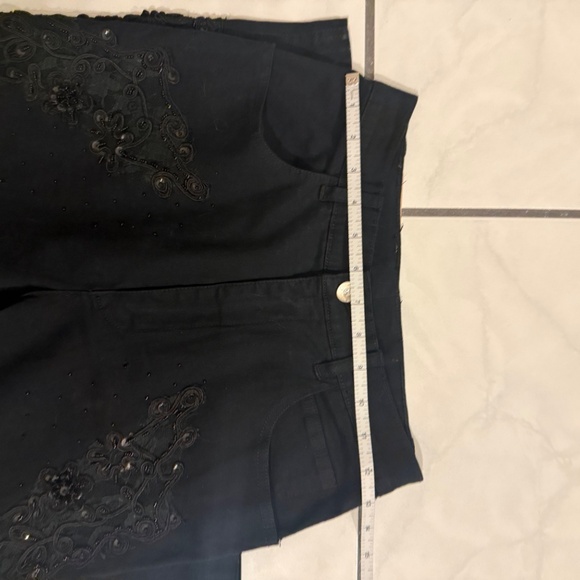 NWOT BLACK JEANS FROM VARIATIONS WITH LACE & BEADING - Picture 3 of 8